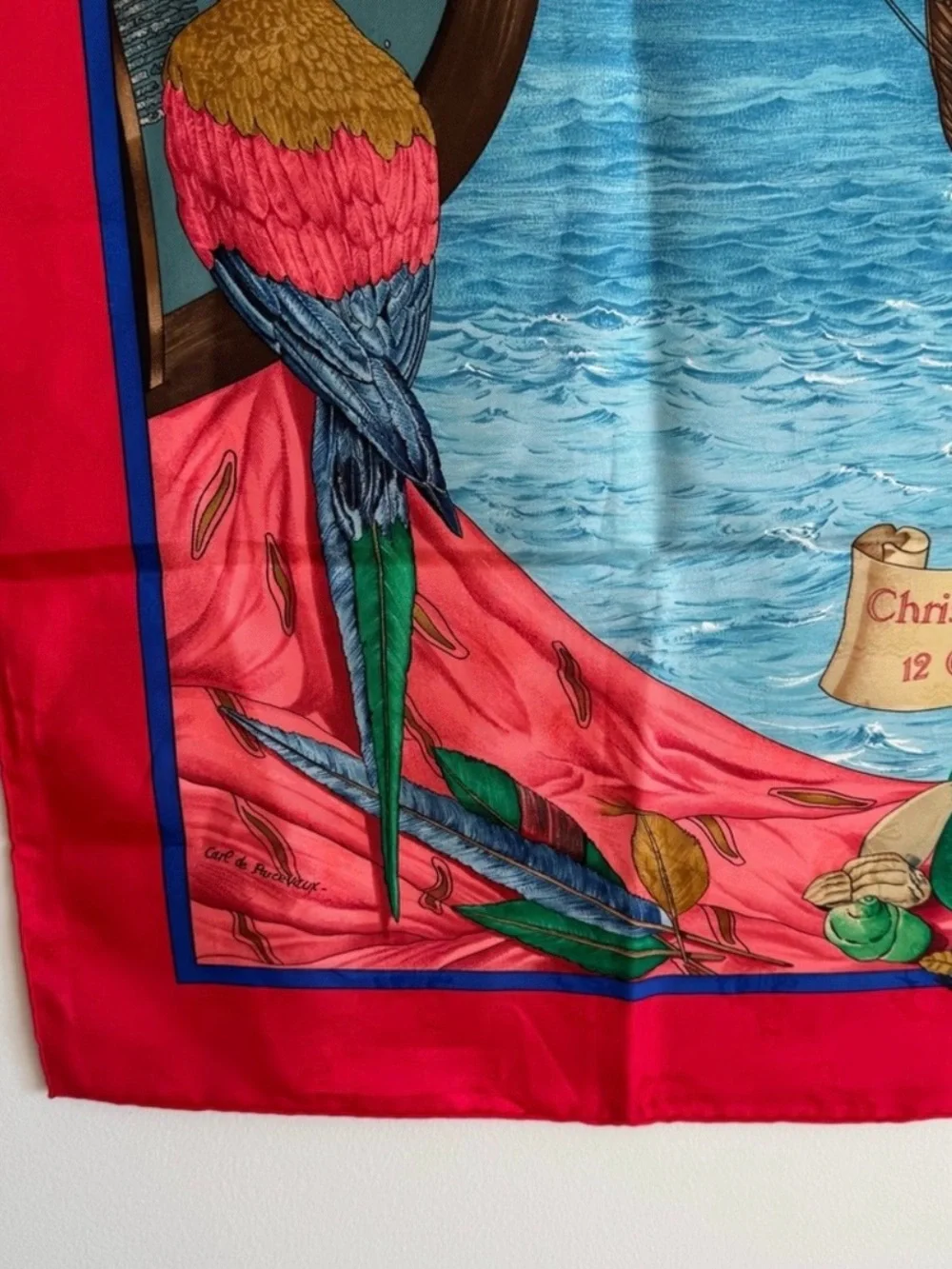 Hermes | Authentic carré titled Christophe Colomb Découvre l’Amérique Silk Scarf